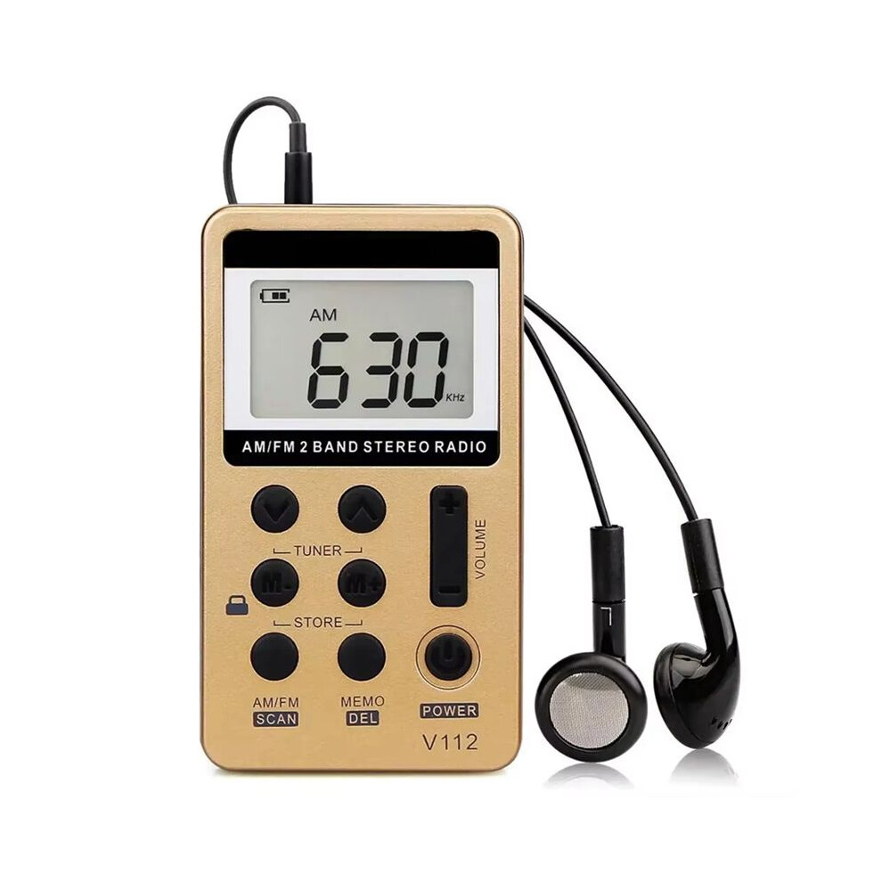 Radio Pocket Radio Receiver Portable Radios Am Fm Rechargeable Sleep Earphone For Walkman Go Hiking Gold 6034057222799