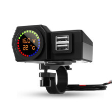 3in1 Motorcycle Charger with Digital Voltage and Temperature Display, Dual USB Mobile Phone Charger, 5V3a Car Charger