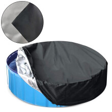 15FT Outdoor Round Pool Dust Cover Waterproof- Black