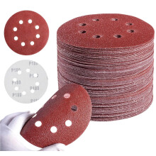 Sandpaper 15Piece Set 5Inch 125mm 8Hole Aluminium Oxide Dry Hook & Loop Grit Range 601200 Including 240 Grit