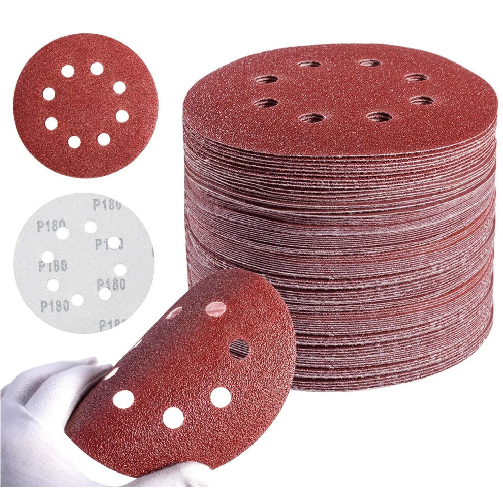 Sandpaper 15Piece Set 5Inch 125Mm 8Hole Aluminium Oxide Dry Hook & Loop Grit Range 601200 Including 240 Grit 9347817355772