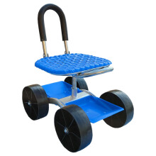 Garden Stool with Wheels Rolling Garden Chair, Adjustable Swivel Seat, MultiUse Patio Stool for Weeding and Lawn Care
