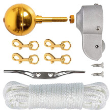 3Inch Flagpole Ball Top 2Inch Flag Truck With Nylon Pulley-Gold