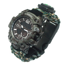 Survival Paracord Bracelet with Compass and Whistle Outdoor Camping Gear Watch for Hiking