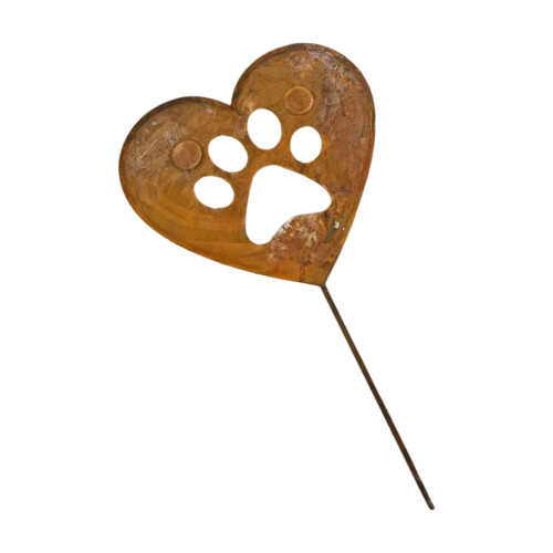 Antique Finish Dog Paws Ground Stake Decorative Yard Stake