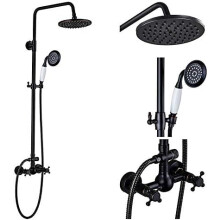Black Bronze Shower Faucet Set Rainfall 8 Shower Head Bathroom Mixer Tap