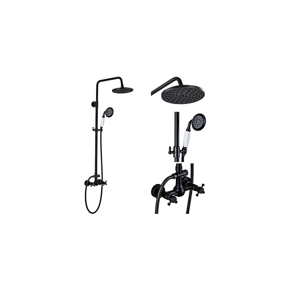 Black Bronze Shower Faucet Set Rainfall 8 Shower Head Bathroom Mixer Tap 9382693948557