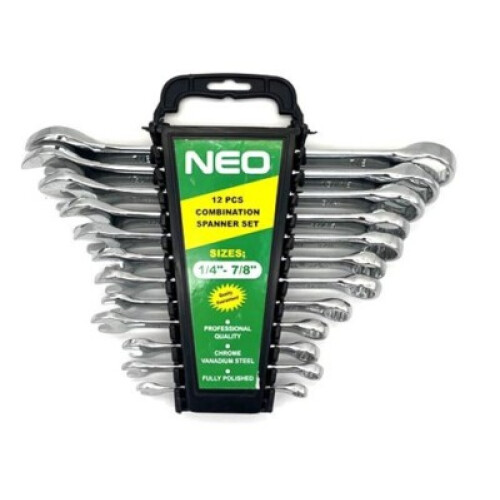Neilsen 12PC SPANNER SET SAE AF IMPERIAL COMBINATION POLISHED WRENCH RING OPEN CT0325 2
