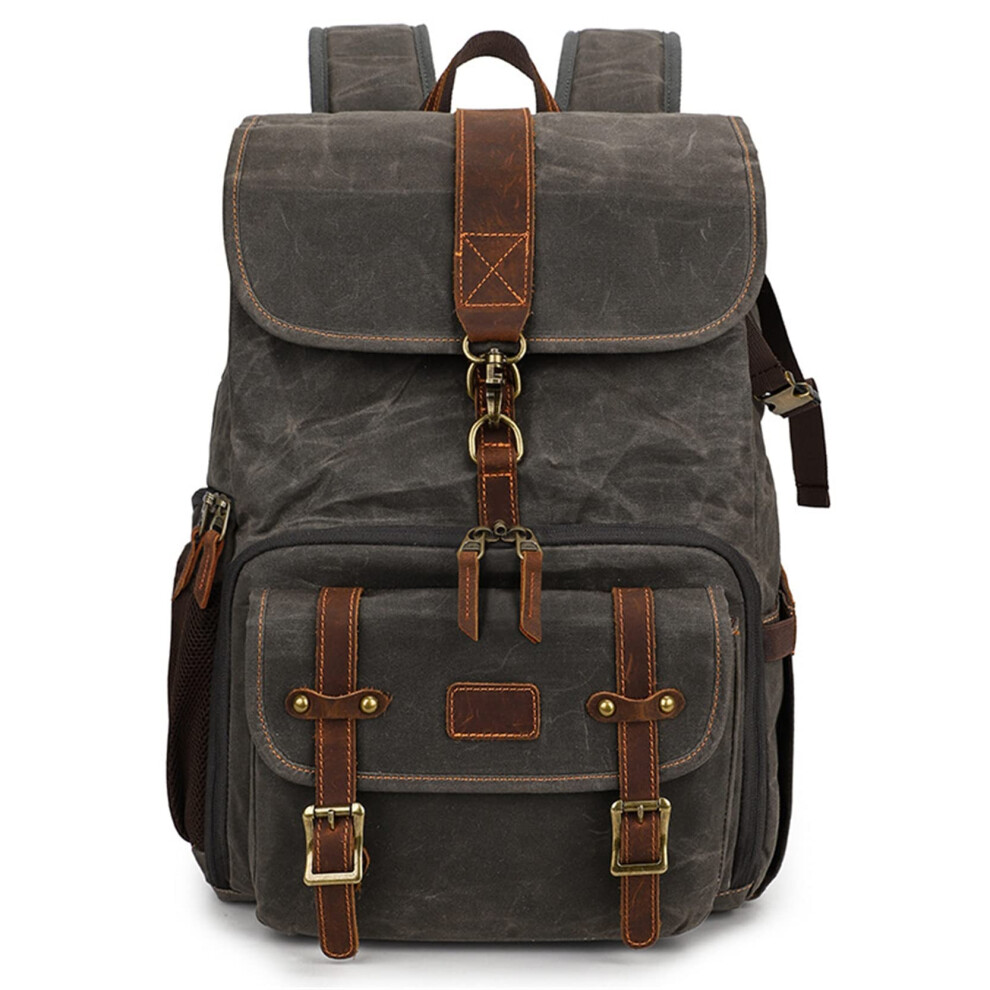 Camera Backpack Antitheft Large Capacity 15Inch Laptop Compartment Canvas Photography Bag One Size Grey 9426802725506