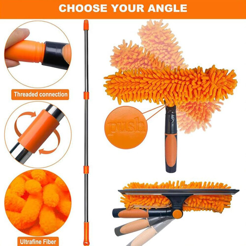 Orange Ceiling Duster  Extendable For  Ceilings  Microfiber Web Cleaner 1