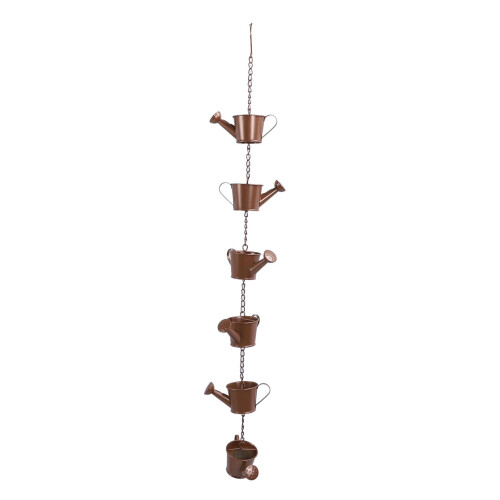 Rain Chain Rustproof Iron with Decorative Watering Cans for Gutter Downspout and Garden Yard