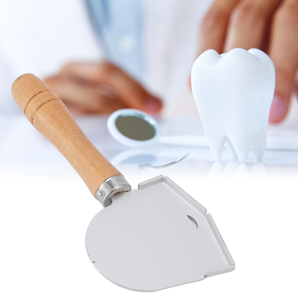 Stainless Steel Denture Shovel with Wooden Handle, Semicircular, Dental Hot Wax Spade