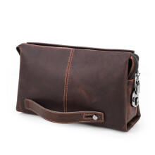 Men's Clutch Bag Large Capacity Leather Wallet For Business Long Brown