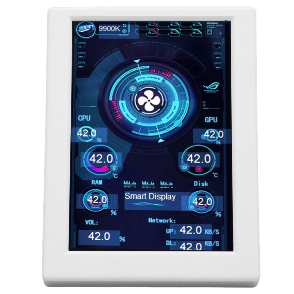 3.5" Ips Usb-C Temp Monitor, Stepless Dimming, Rotating, White 8791374502437