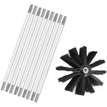 Chimney Sweep Kit, Fireplace Brush Rod Set, Stove Pipe Brush, 15 Rods, 1 Brush Head