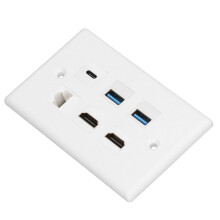 Plaque murale à 6 ports pour TV HDMI, USB 3.0, Type C et Ethernet, montage mural durable