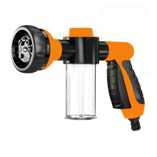Car Wash Foam Gun Pressure Hose Nozzle with Soap Dispenser 8in1 Spray Orange