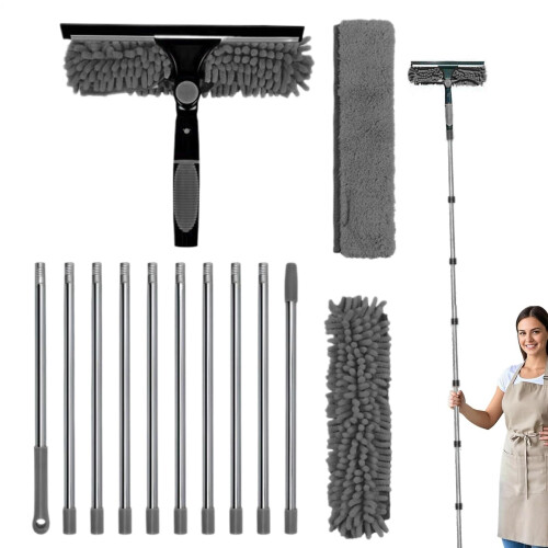 Range MicroFiber Spider Web Duster  Expandable Duster  Ergonomic Cleaning Stocks with Extendable Pole for Ceiling Fan Lamp Sanding Board Grey