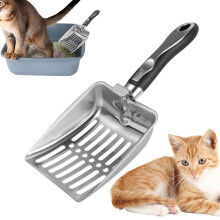Litter Box Scooper  Stainless Steel Kitten Poop Lifter  Heavy Duty Cleaning Tool