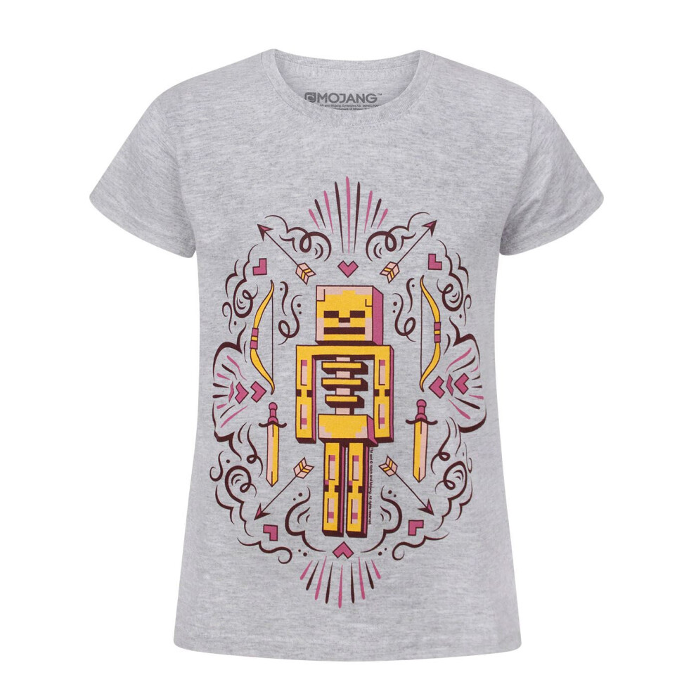 Minecraft (3-4 Years) Short Sleeved T-Shirt (Girls Grey)