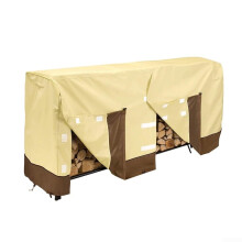 Firewood Rack Cover 8Ft Heavy Duty Waterproof 600D Oxford Outdoor Log Storage Black Beige With Zipper Access