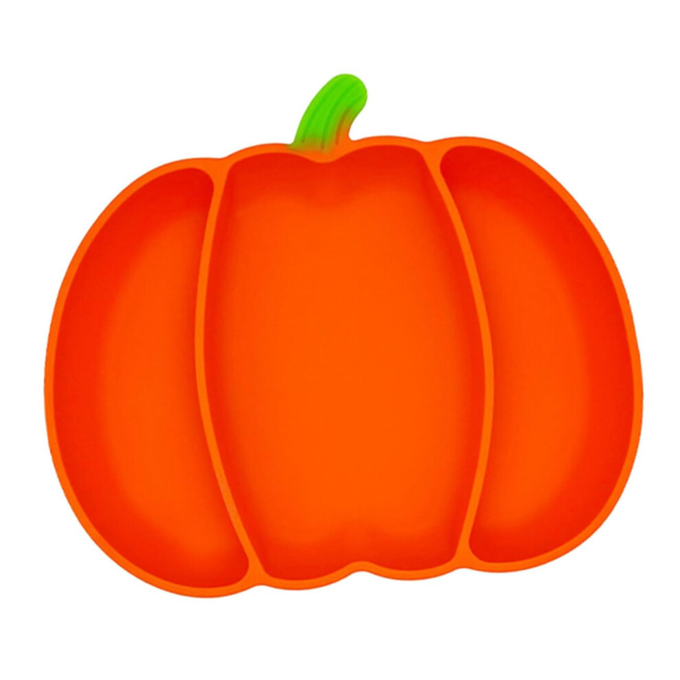 Baby Suction Plate Silicone Divided Non Slip Feeding Dish with Compartments for Self Feeding Orange