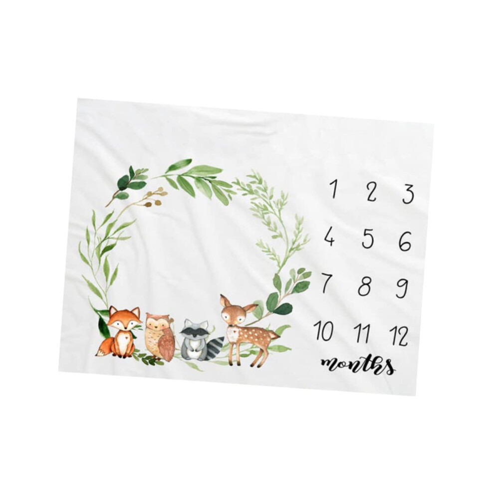 Deer Pattern Monthly Blanket For Newborn Photography Soft Flannel White Unisex