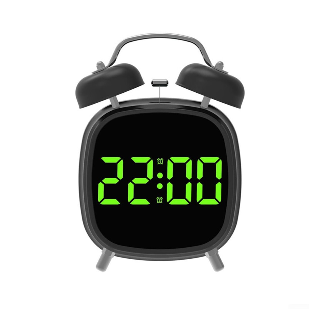 LED Twin Bell Alarm Clock For Bedroom And Office Use Silent Operation Black G