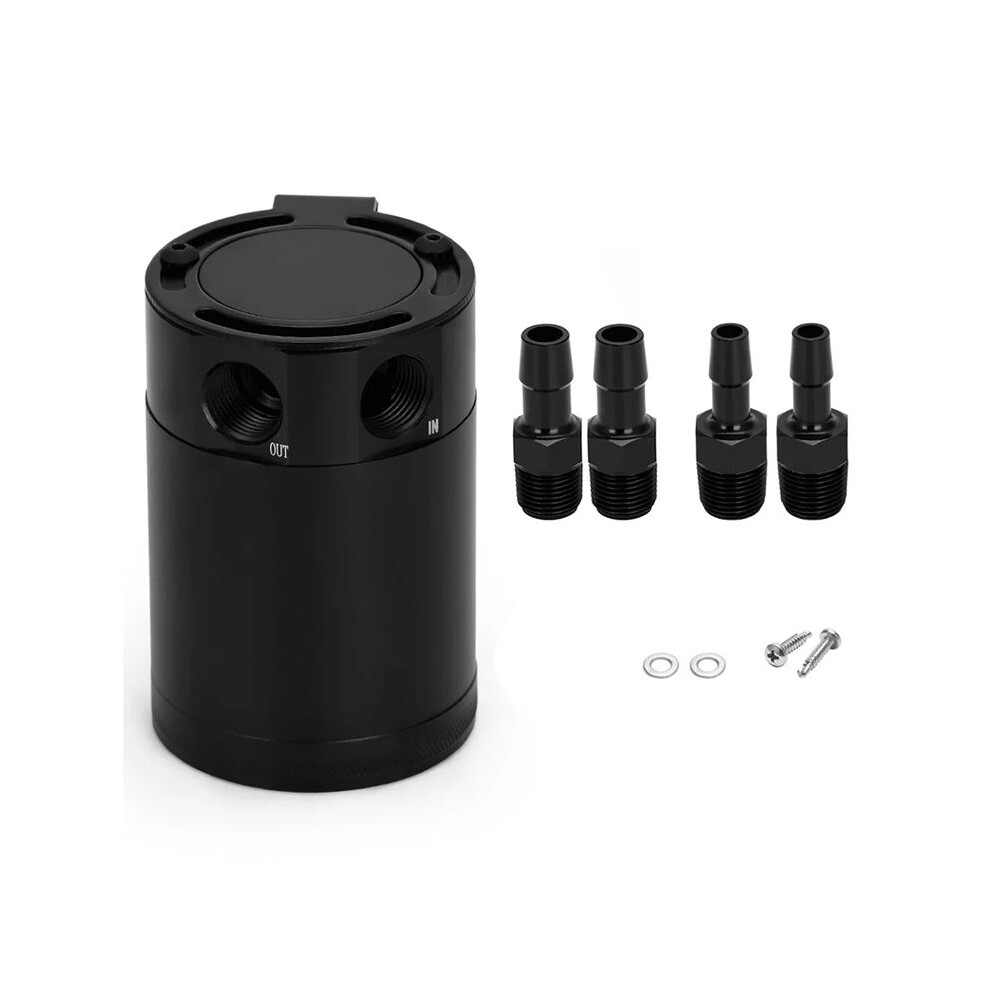 Universal Oil Catch Can Compact Baffled 2-Port Aluminum Reservoir Oil Catch Tank Fuel Tank Two Hole Breathable Kettle 6032513345617