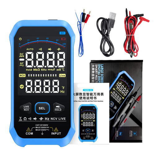 Color Display Multimeter ACDC Resistance Capacitance DiodeTester With Sound Light Reminder