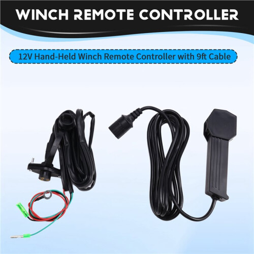 12V Hand‑Held Winch Remote Controller with 9ft Cable Electric Manual Waterproof for ATV UTV ATV Winch Remote Control 1