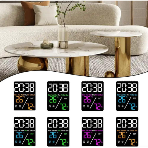 Multifunction Electronic Clock With Temperature And Humidity Display Adjustable Brightness Screen Battery Powered Black 2