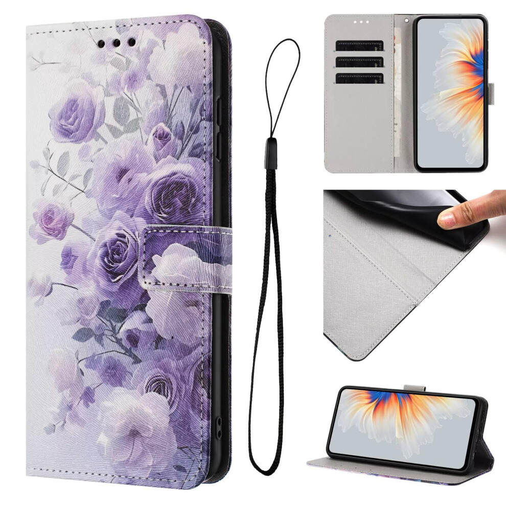 Leather Flip Wallet Case Shockproof Cover With 360 Rotating Kickstand Rose For Itel A80 4G Purple 9347817604870