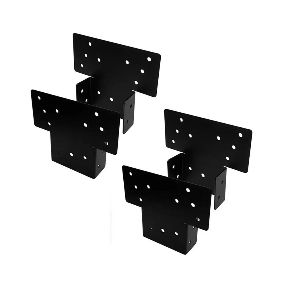 4Pcs Pergola Brackets Set, 3-Way T Brackets For 4X4inch Lumber Post, Heavy Duty Steel For Gazebos,Patio,Pergolas - Black 6033274694495