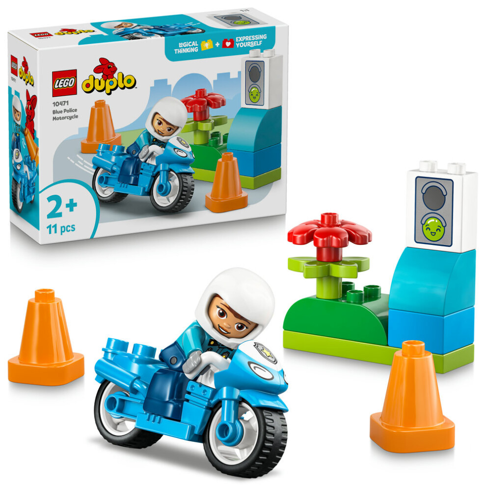 Lego Duplo Town 10471 Police Motorcycle Age 2+ 11Pcs Blue