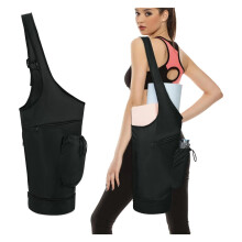 Yoga Mat Bag Large Size With Waterproof Wet Pocket Water Bottle Holder Drawstring Tote Carrier Black