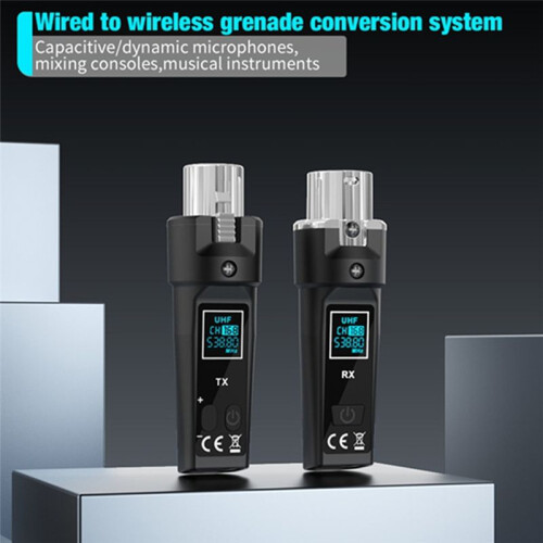 UHF Wireless Microphone Converter Adapter XLR Transmitter and Receiver for Dynamic Microphone Guitar Audio Mixer 1
