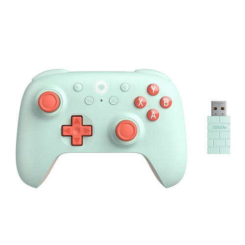 8BitDo Draadloze 2.4G Gaming Controller met Hall-Effect Joystick voor PC  voor Raspberry Pi Android, Oranje-Groen