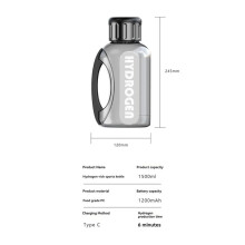 Tragbare Wasserstoff-Wasserflasche mit Großem Fassungsvermögen, 1500 Ml, Wasserstoff-Generator, Ausgeglichener PH-Wert, Wasserstoff-Wasserionisator