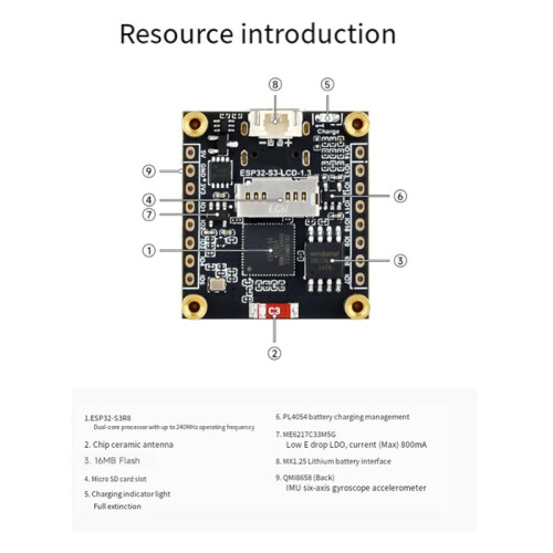 ESP32-S3 1.3inch LCD Display Development Board 240x240 Pixels 262K 32-Bit LX7 Dual-Core Processor 1