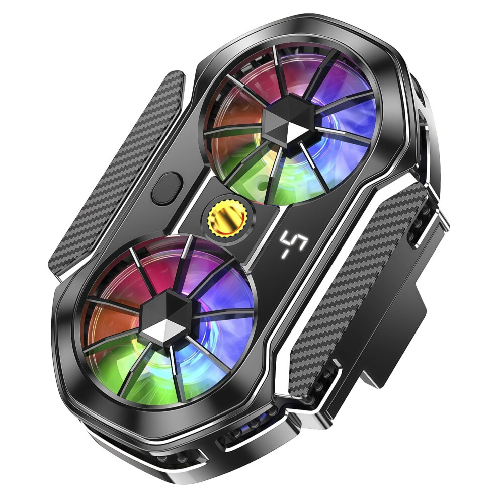 Semiconductor Phone Cooler 3Mode Cooling For Android Dual Fan Rgb Led Display Heat Dissipation Gaming Clip Included 9347817361582