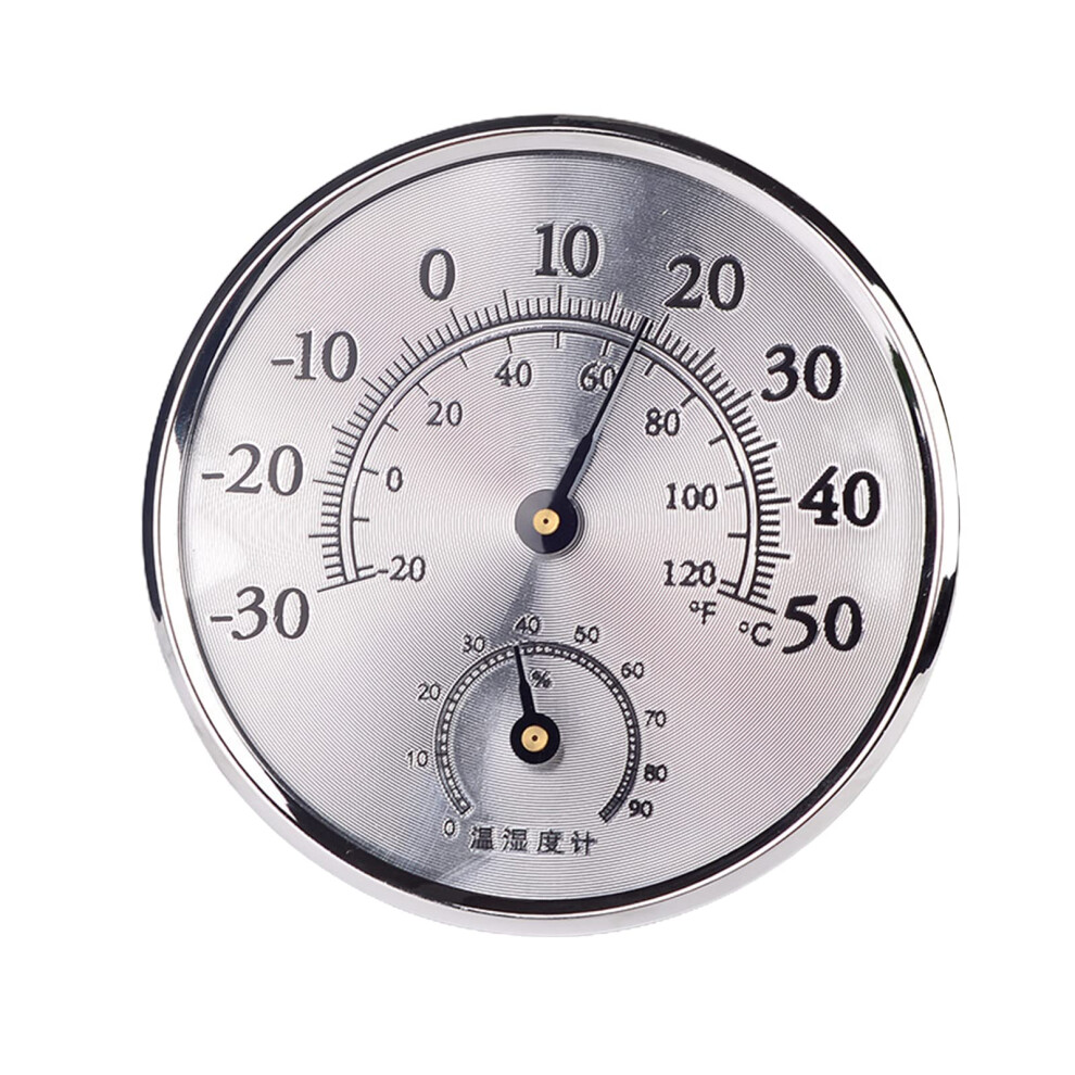Silver Tabletop Wall Mount Thermometer Hygrometer Analog Humidity Meter Gauge For Indoor Use And Home Office