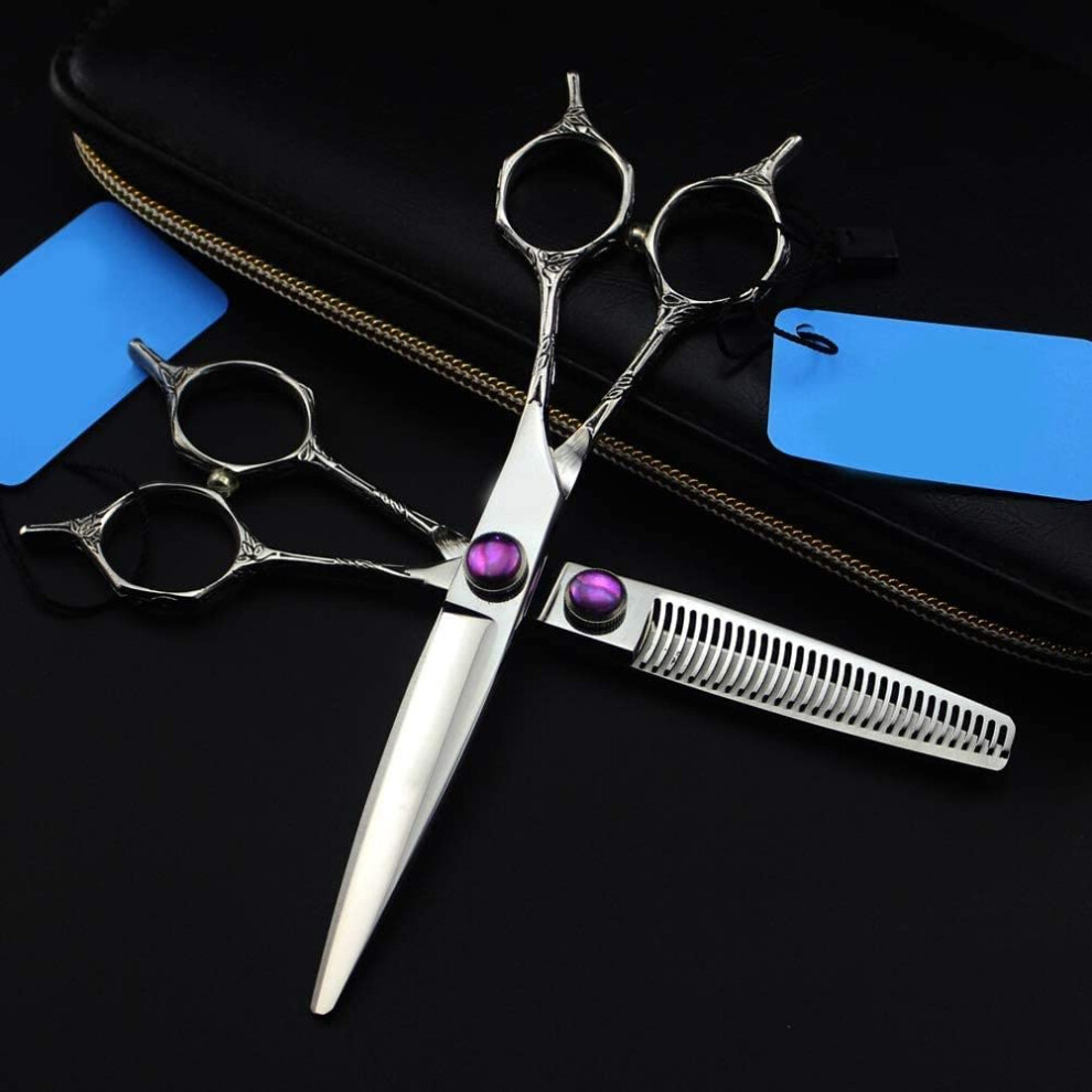 Purple Gem 6.0' Japan Hair,Teflon Shears Hairdressing Barber Thinning Hairdresser Haircut,6Inchset