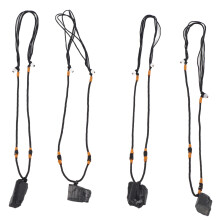 Colar de pedra de aterramento com comprimento ajustável, colar de cristal de cura com pingente de pedra energética, cordão trançado à mão para