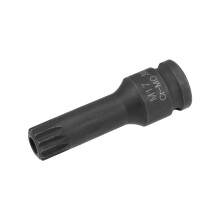 1/2' Drive x M17 (17mm) Impact Triple Square Spline Bit Socket, Tamper Proof Metric 3' Length, CrMo Steel