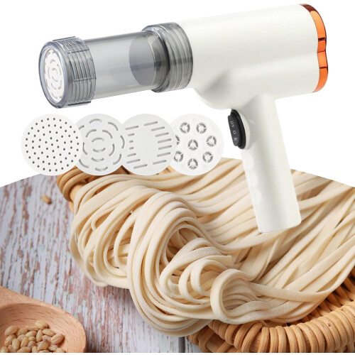 Electric Noodle Maker  Automatic Pasta Maker, Cordless Handheld Mixer for Home Cooking White 1