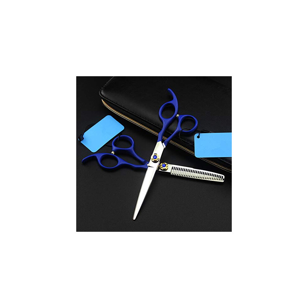 Professional Japan Steel 6 Inch Blue Hair Scissors Haircut Cutting Barber Hair Scissor Thinning Shears Hairdressing Scissors,6 Inch