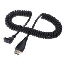 HDTV Port 4K@60Hz Video Cord Spring Coiled Cable Straight/90 Degree Male to Male Connector Line for Projectors Down