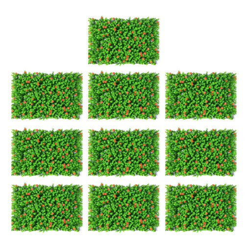 10Pcs Synthetic Grass Mat with Flower-Orange Eucalyptus