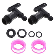 2Pcs Drain Tap Rain Butt 3/4Inch Tap with Seal Lock Nut Sealing